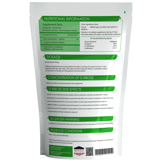 D-Ribose Powder – 100g | Pure, Unflavored, Non-GMO, Vegan